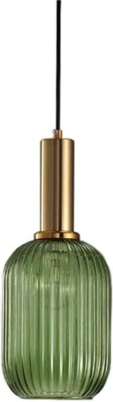 Industrielle Vintage-Pendelleuchte aus geripptem Glas, Deckenleuchte mit poliertem Messing-Finish, Kronleuchter, Hängela...