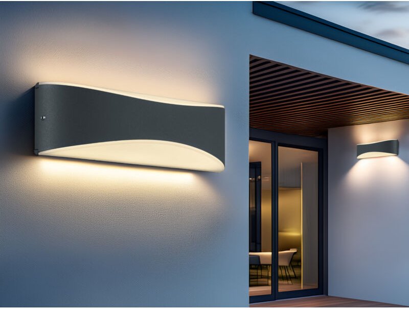 2er Set led Außenwandleuchten in Anthrazit mit Up and Down Beleuchtung, IP65