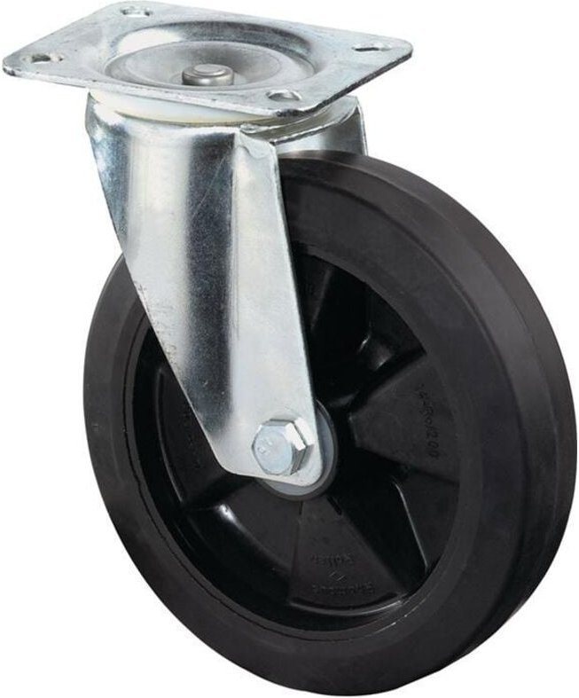 Thumbnail - Lenkrolle Rad-Ø 100 mm Tragfähigkeit 140 kg Elastikgummi Platte L104xB80 mm