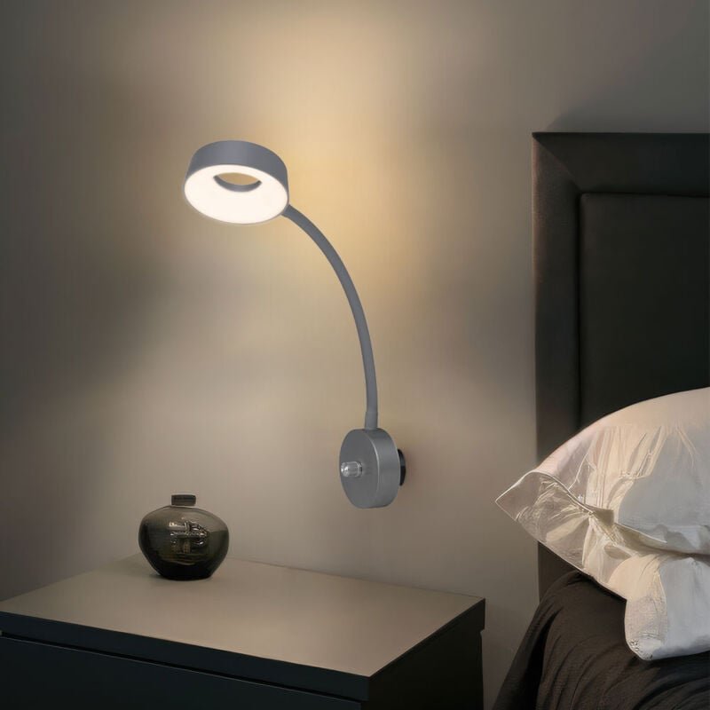 Thumbnail - Globo Lighting - led Wand Leuchte Lampe Spot Beweglich Metall Silber Dimmer Direct Plug In Büro