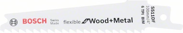 Accessories 2608657722 Säbelsägeblatt s 511 df, Flexible for Wood and Metal, 2er-Pack Sägeblat - Bosch