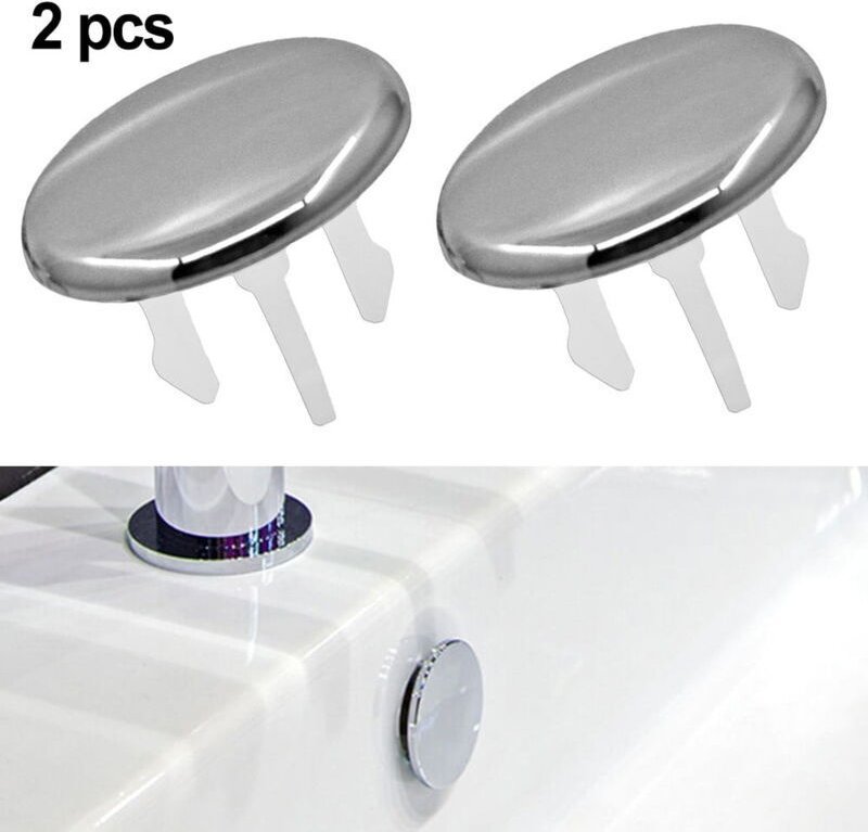 2 Ersatzabdeckungen für den Überlauf des Waschbeckens, runder ABS-Zierring