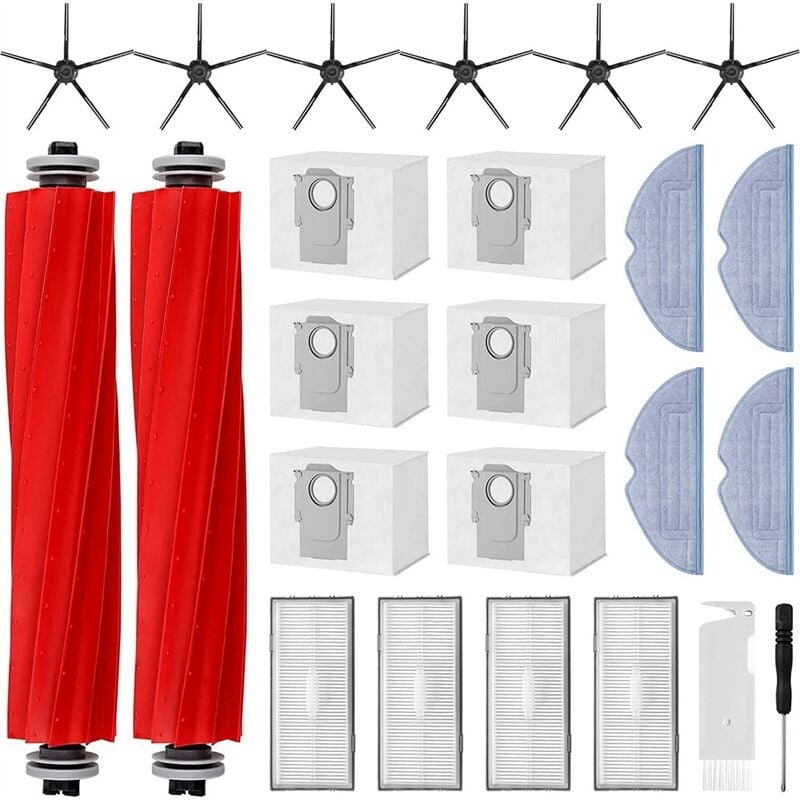 Zubehörset für Roborock S7 Pro Ultra/S7 MaxV Ultra, Staubbeutel, Hauptbürsten, Seitenbürsten, Filter, Wischtücher, Werkz...