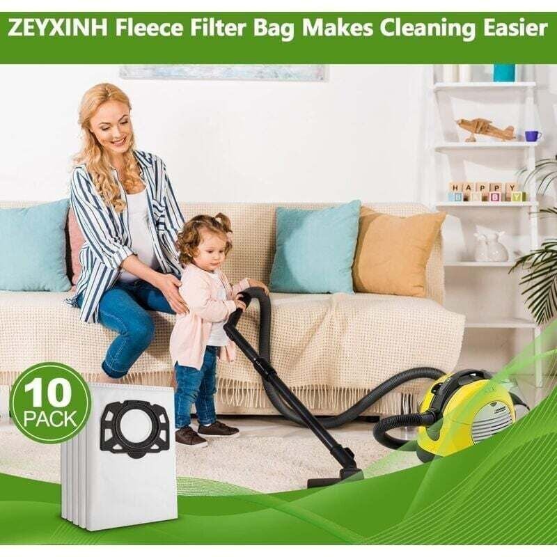 Lot de 10 Sacs de Filtre Sacs D'aspirateur pour Kärcher 2.863-006.0 kfi 487 Sacs Aspirateur pour Kärcher WD4 WD5 WD6 WD5...