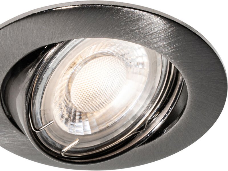 Moderner Einbaustrahler Gunmetal GU10 50 mm rund schwenkbar - Edu