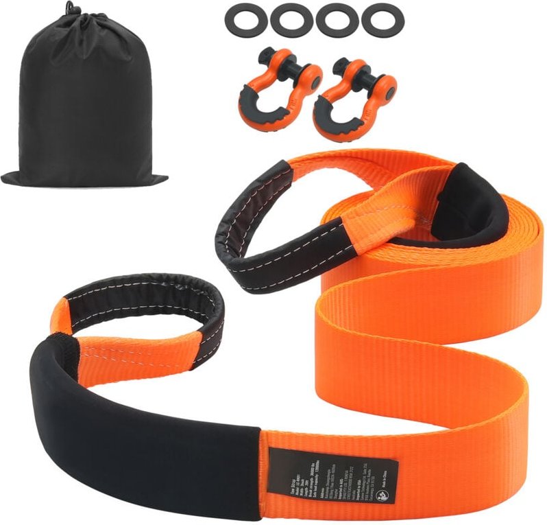 Mophorn - Heavy Duty Abschleppgurt-Bergeset, 3 Zoll x 20 Fuß (mbs 36.000 lbs) mit Dreifach Verstärkten Schlaufen, Schutz...
