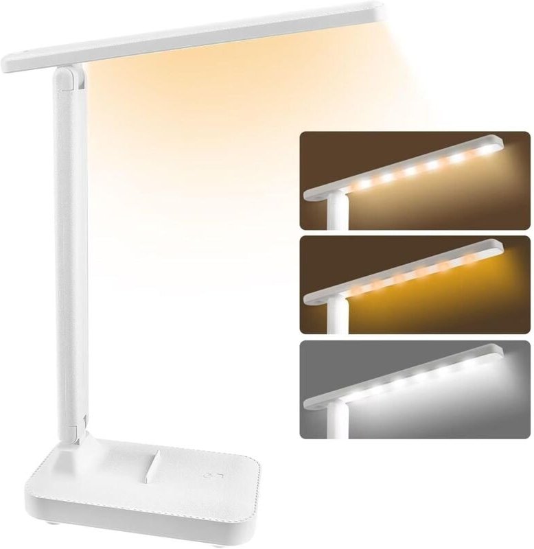 LED-Schreibtischlampe, dimmbare LED-Tischlampe, USB-Lade-Nachttischlampe, faltbare Leselampe 3 Farbbeleuchtungsstufen, L...