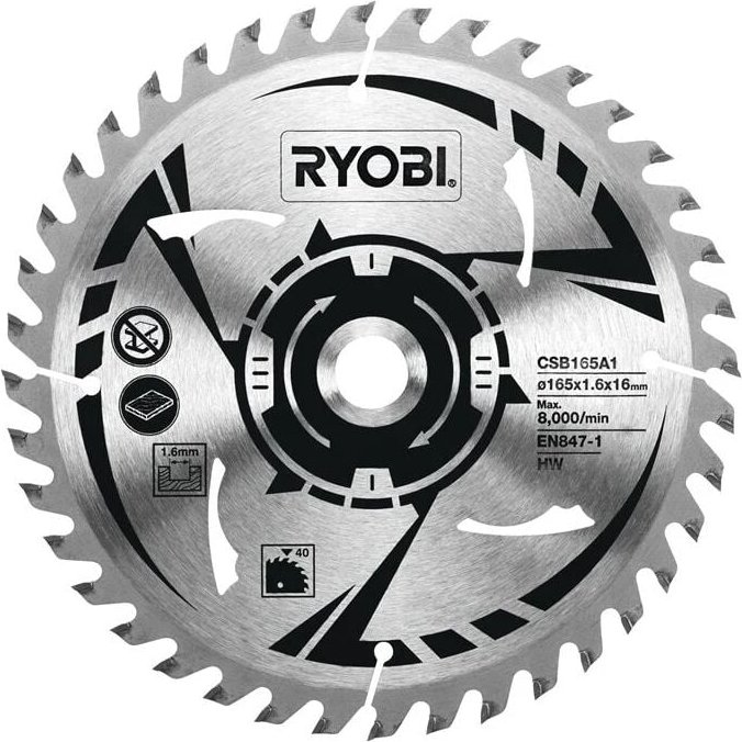 CSB165A1 Kreissägeblatt ø 165 mm 16 mm 1,6 mm 40T Holz R18CS - Ryobi