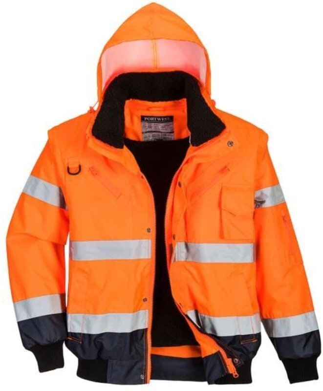 Portwest - Bomberjacke 3-in-1 High Visibility Zweifarbig Orange/Marine m