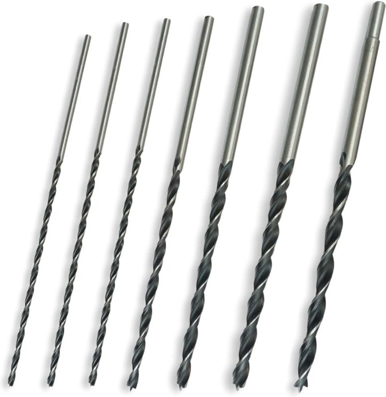 Set mit 30 cm langen Holzbohrern – Spiralbohrer Ø 4–5–6–7–8–10–12 mm x 300 mm