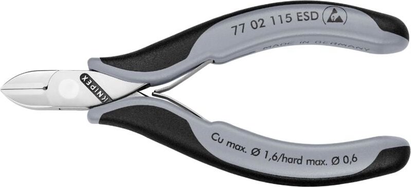 KNIPEX 77 02 115 ESD Elektronik-Seitenschneider ESD mit durchgestecktem Gelenk mit Mehrkomponenten-Hüllen 117 mm