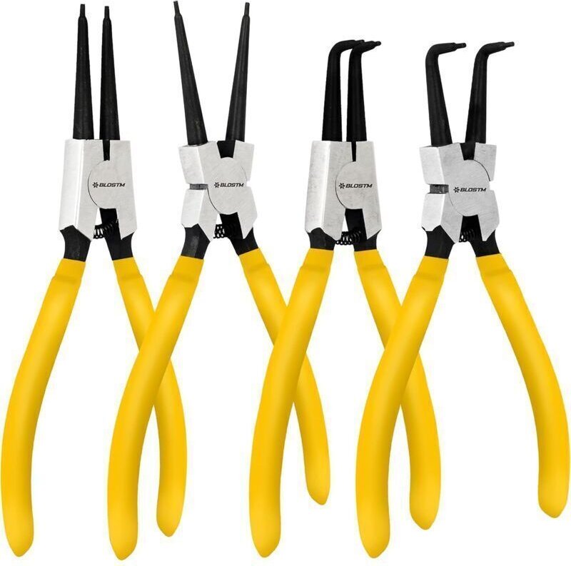 Set mit 4 Sprengringzangen – 17,5 cm (6,89 Zoll) gerade und gebogene Sprengringzangen für Innen- und Außensprengringe mi...