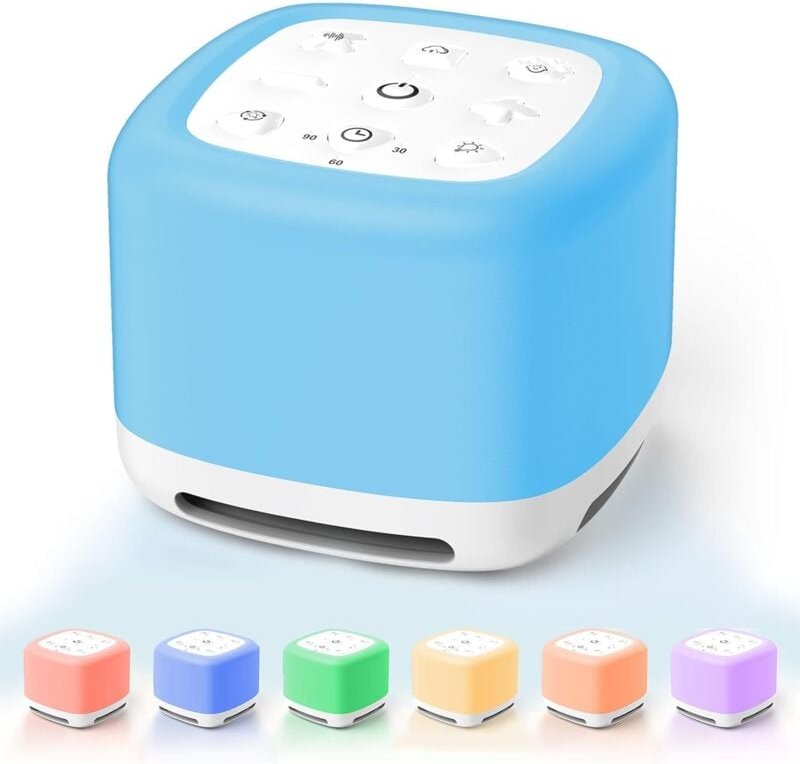 Qiedie - Geräuschmaschine, 40 beruhigende Geräusche und weiße Geräuschmaschine mit Nachtlicht für Babys zum Einschlafen,...