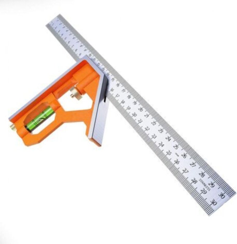 Kombinationswinkel 300mm Metrisch Universal und Präziser Metall-Kombinationswinkel mit Anschlag und Anreißwerkzeug - Pro...