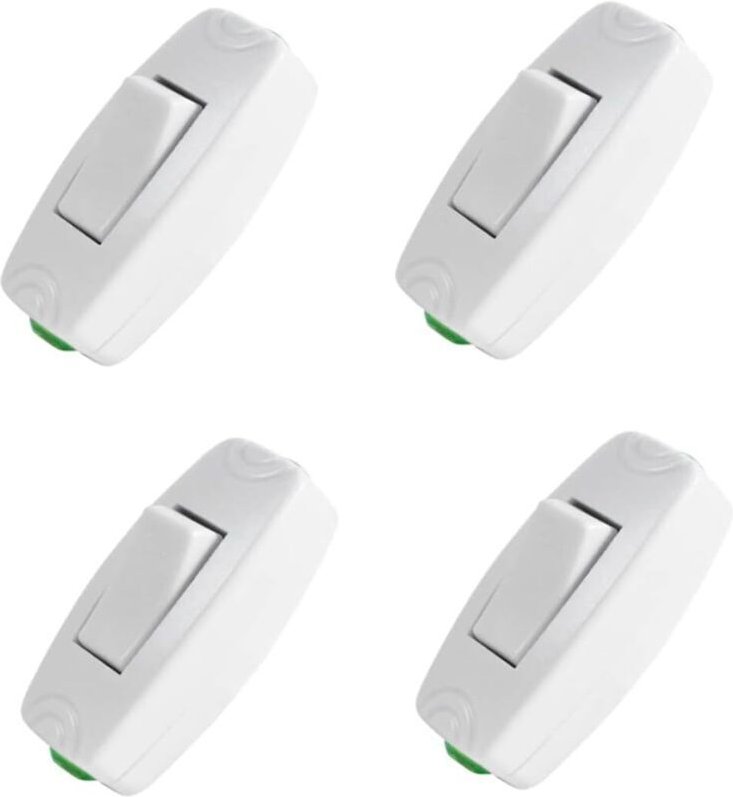 16A Lampen- und Geräte-Taster, weißer Druckknopfschalter, 4 Stück