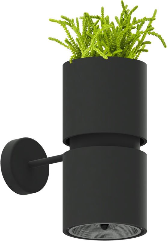 Wandleuchte Pflanztopf Wandlampe Flurleuchte Stahl Alu Schwarz Blumentopf