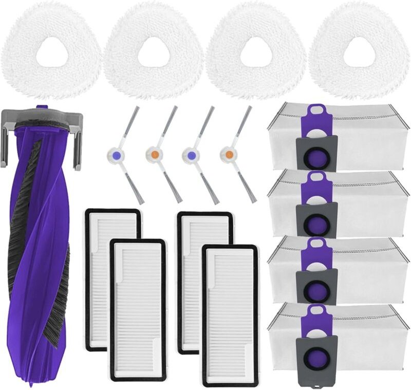17-teiliges Zubehörset für den Staubsauger Narwal Freo z Ultra, 1 Bürstenrolle, 4 Seitenbürsten, 4 HEPA-Filter, 4 Wischm...