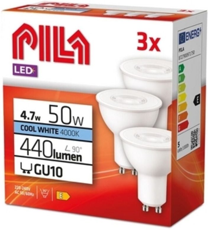 PILA LED-Lampe GU10 4,7W kalte Farbe 3 Stück