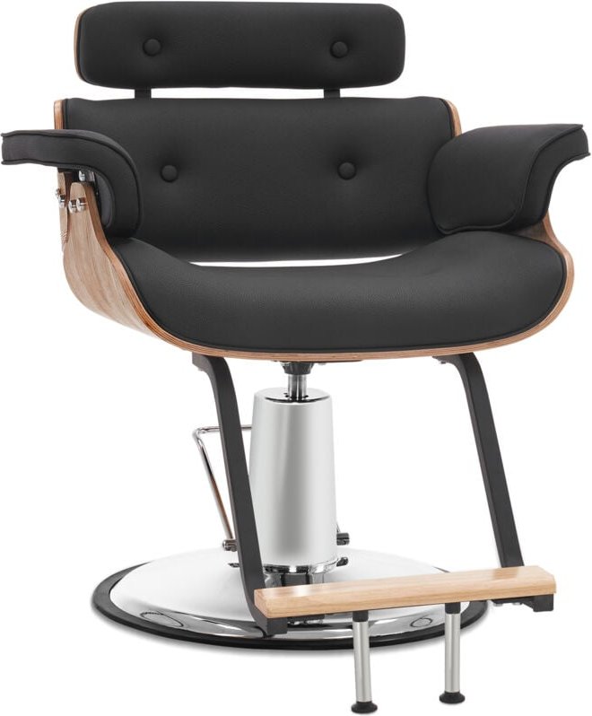 Barberpub Friseurstuhl Friseursessel Höhenverstellbar Vintage Retro 8261, Schwarz