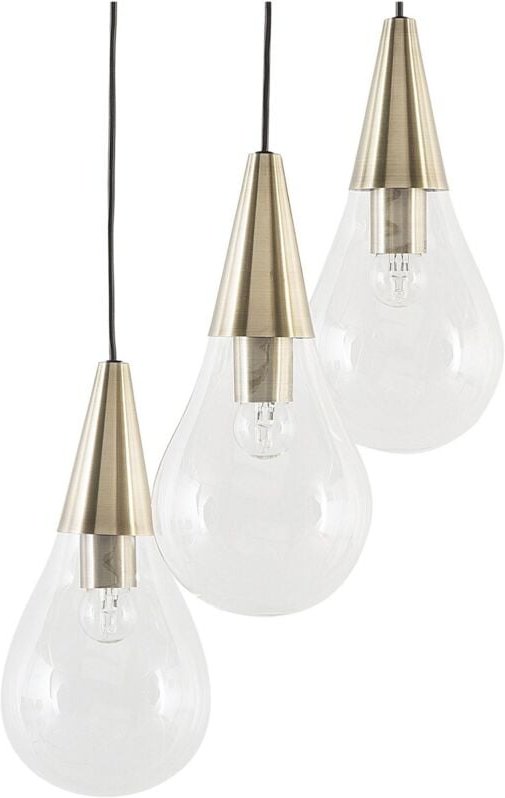 Beliani - Hängeleuchte Messing aus Metall und Glas 3-flammig transparente Schirme in Glühbirnen-Optik höhenversetzt Indu...