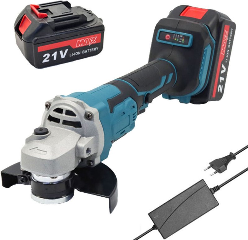 Ej.life - 125 mm Akku-Winkelschleifer, 21 v Winkelschleifer, bürstenloser Motor mit 2 x 1500 mAh Akkus zum Schneiden und...