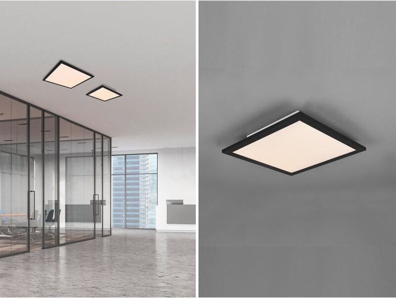 Led Deckenleuchte gamma Schwarz Panel mit Nachtlicht, Quadrat 29cm