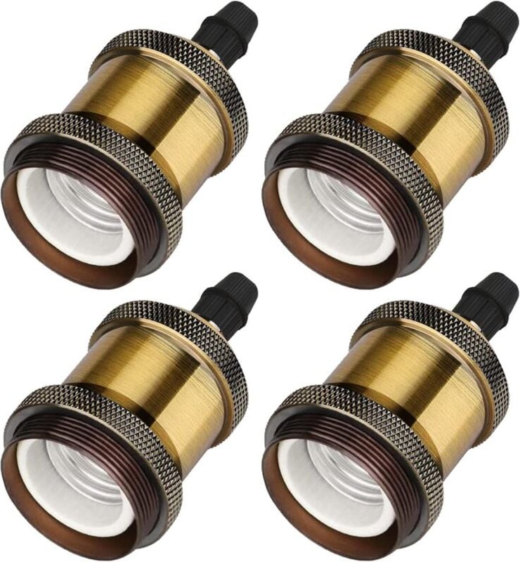 E27 Vintage Bronze Glühbirnenfassung, Retro Edison Lampenfassung, massiver Keramikadapter, 4 Stück