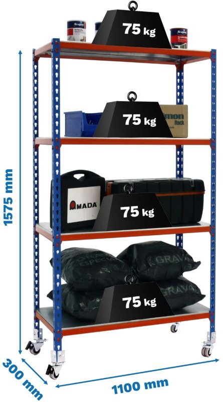 Metallregale KIT SIMONCLICK MOBILE SUPERPLUS 4/300 1500 BLAU/ORANGE/GALVA