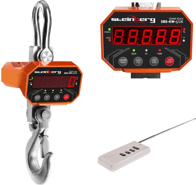 Thumbnail - Steinberg Systems - Kranwaage led Industriewaage Hängewaage Lastenwaage 5000 kg 1 oder 2 kg Akku
