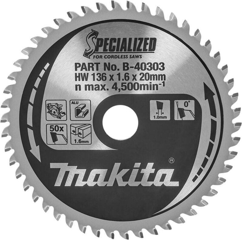 HM-Kreissägeblatt, Spezial, tct tct • 136 x 20 mm • 50 Zähne • Alu - Makita