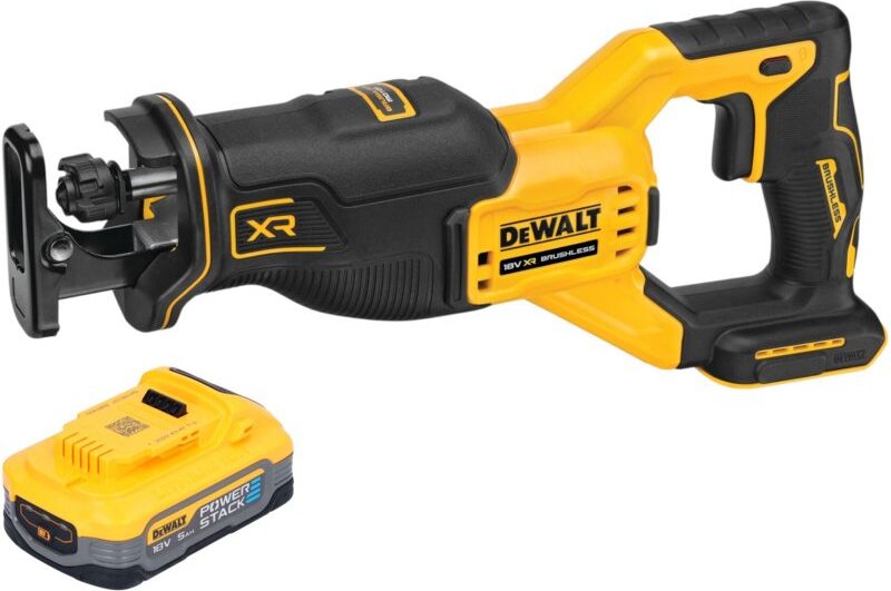 DeWalt DCS 382 N Akku Reciprosäge Säbelsäge 18 V Brushless + 1x Powerstack Akku 5,0 Ah - ohne Ladegerät