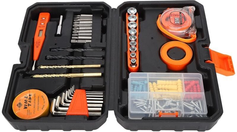 Handwerkzeug-Set, Reparatur-Werkzeug-Set, Chrom-Vanadium-Stahl + hochfester Kunststoff-Reparatur-Werkzeugkasten für die ...