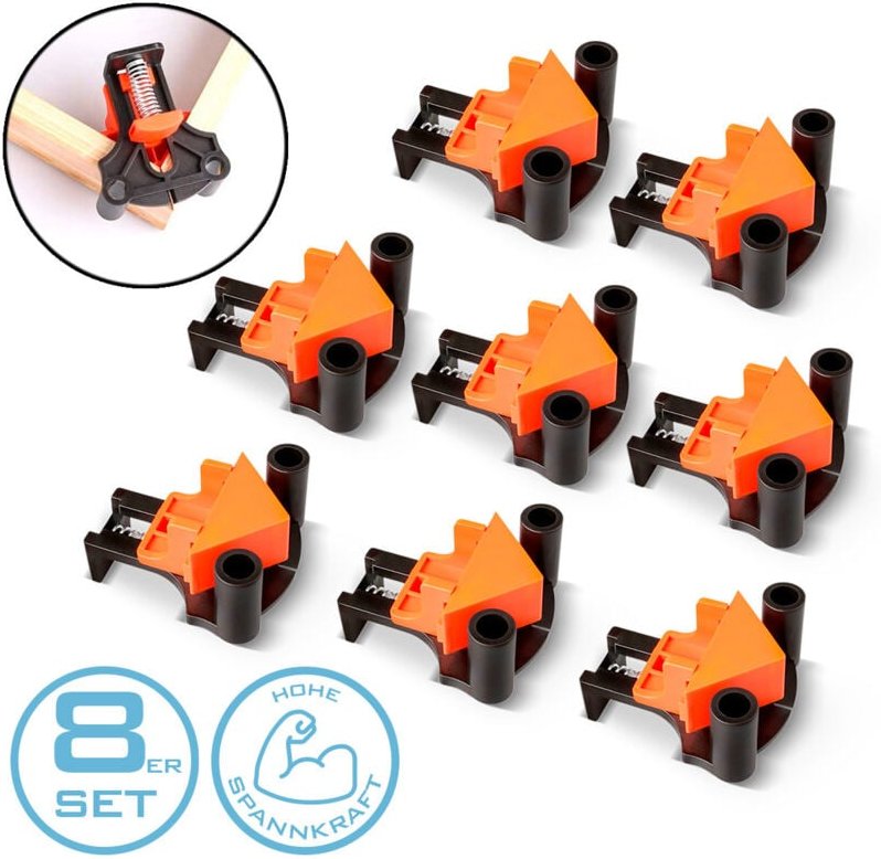 Eckenspanner 8er Set 60° / 90° / 120° Winkelspanner / Winkelklemme - Stahlwerk