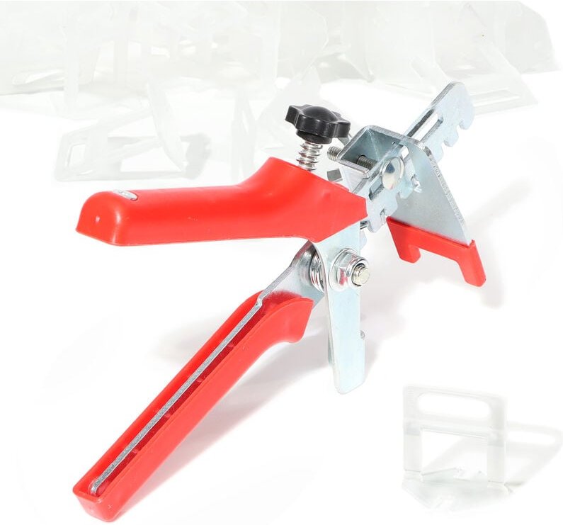 Thumbnail - Fliesen Nivelliersystem Set mit 300 Zuglaschen 1,0 mm Fugenbreite und Nivellierzange als Verlegehilfe für Wandfliesen un...