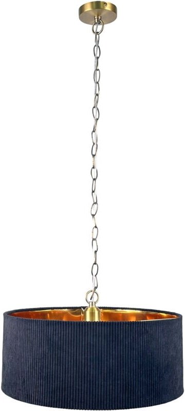 Relaxdays Hängelampe, Stoffschirm, HxD: 180 x 40 cm, moderne Pendelleuchte, E27-Fassung, Esszimmerlampe, schwarz/bronze