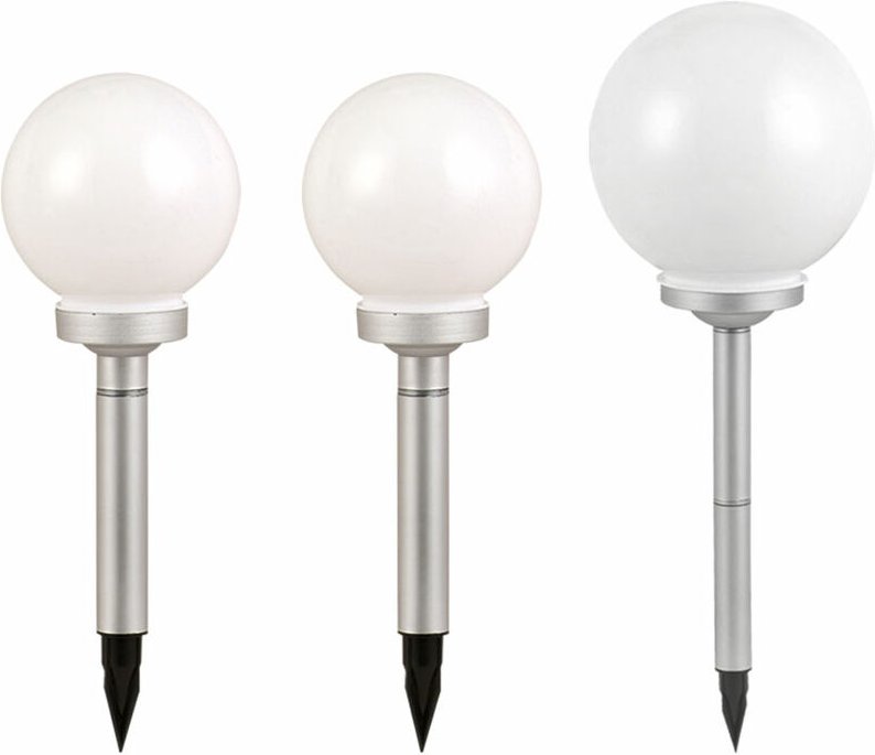3x led Solar Steck Lampen Kugel Garten Leuchten Terrassen Außen Strahler Durchmesser 2x 15 cm, 1x 10 cm