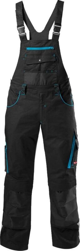 Thumbnail - H-Latzhose 24, schwarz/türkis, Gr. 32 - Fortis