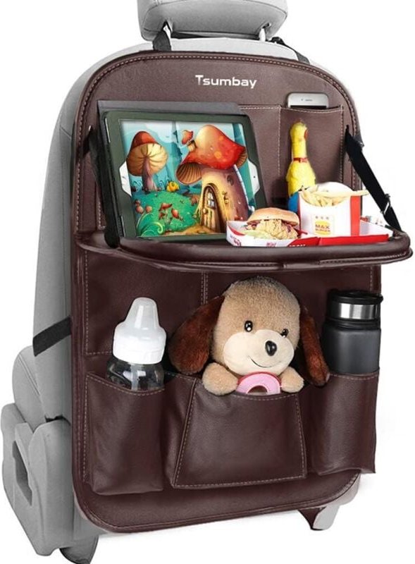 ZVD - Tsumbay Car Organizer, Car Seat Back Protector, Waterproof Kick Mats with Dining Table, Multi-Pockets for Car Stor...