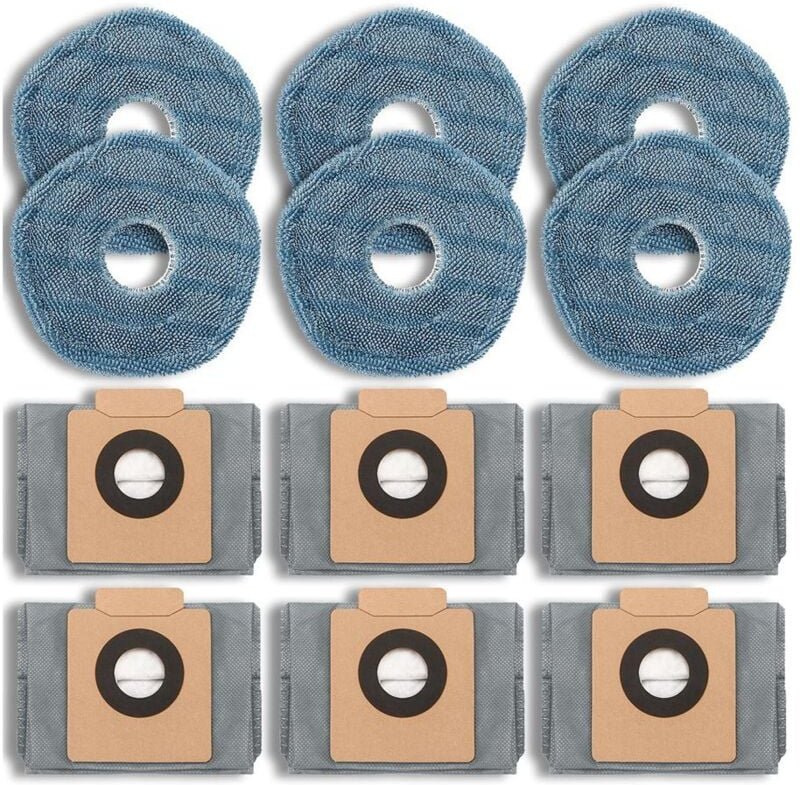 12er-Pack Roboterstaubsauger-Ersatzzubehör, Staubbeutel und Wischpads für X10 Pro Omni