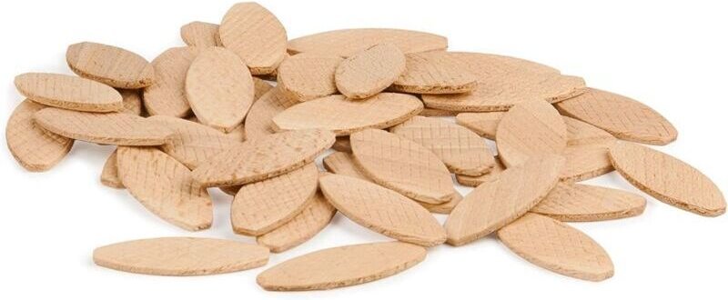 Lamellen-Verbindungsstopfen, 100 Stück, flache Buchenholzstopfen. Ideal für Oberfräsen/Ausstechformen (47 x 15 x 4 mm).