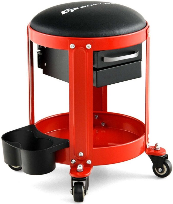 Werkstatthocker 150 kg belastbar werkstattsitz mit 2 schubladen dosenhalter