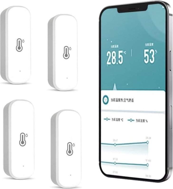 4er-Pack WiFi-Thermometer-Hygrometer für drinnen und draußen – Kabelloser Temperatur- und Feuchtigkeitsmonitor mit Remot...