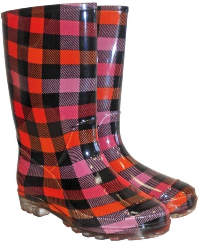 Damen Gummistiefel pvc Karomuster 40