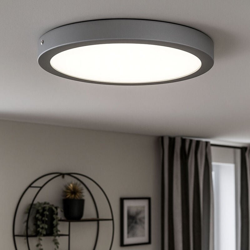 Led Aufbauleuchte Aufbaulampe 4000K IP44 21 w silber Metall Ø30cm Briloner