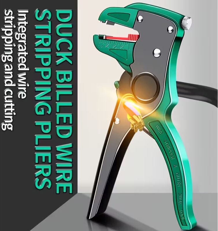 Multifunktionaler Abisolierzange Entenschnabel – Automatischer Abisolierer mit Flachdrahtschneider für Elektriker