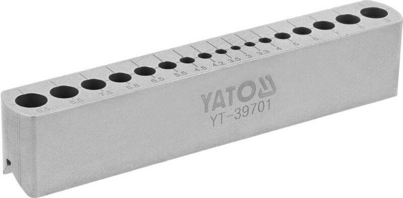 Yato - Präzisions Bohrschablone Bohrlehre Bohrhilfe DrillBlock - Rechtwinklige mit 17 Buchsengrößen Ø 3–9,5 mm