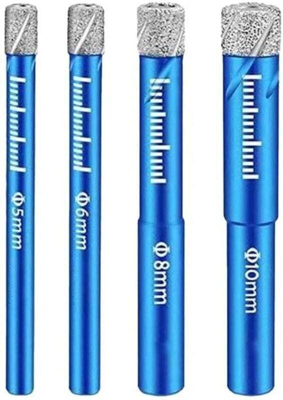 4-teiliges Diamantbohrer-Set, 5/6/8/10 mm, Bohrer-Set für Fliesen, Keramik, Porzellan, Glas