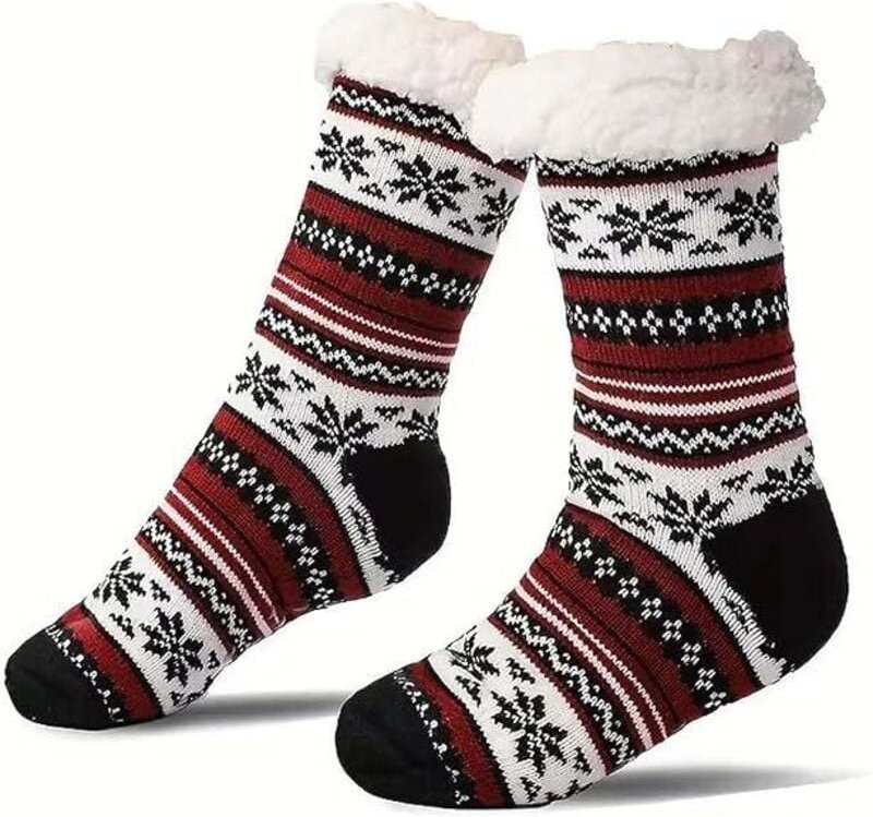 Slipper und flauschige socken - für die erwachsenen, lustige streichhölzer zum krippeneln, gemütliche und rutschige wint...