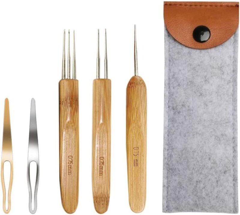 Sollbry - Häkelnadeln für Dreadlocks, 6er-Set, Dreadlock-Häkelset, Bambushaken für Dreadlocks, Häkelwerkzeuge, Dreadlock...