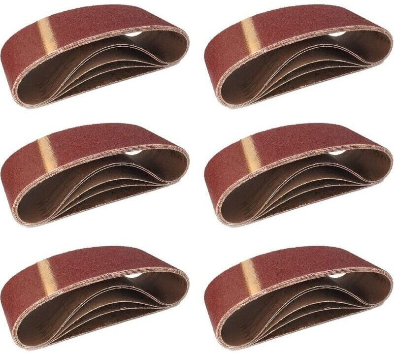 Gewebe-Schleifbänder, 5 Stück 100 x 610 mm, Mixpack mit Körnung 40/60/80/120/180 für Bandschleifer